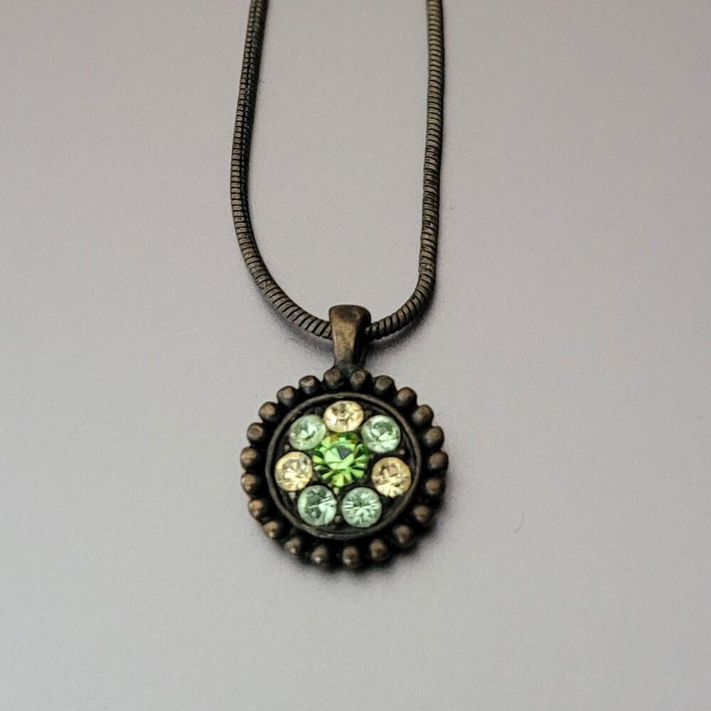 Necklace: Lia Sophia Green Flower Pendant on Chain